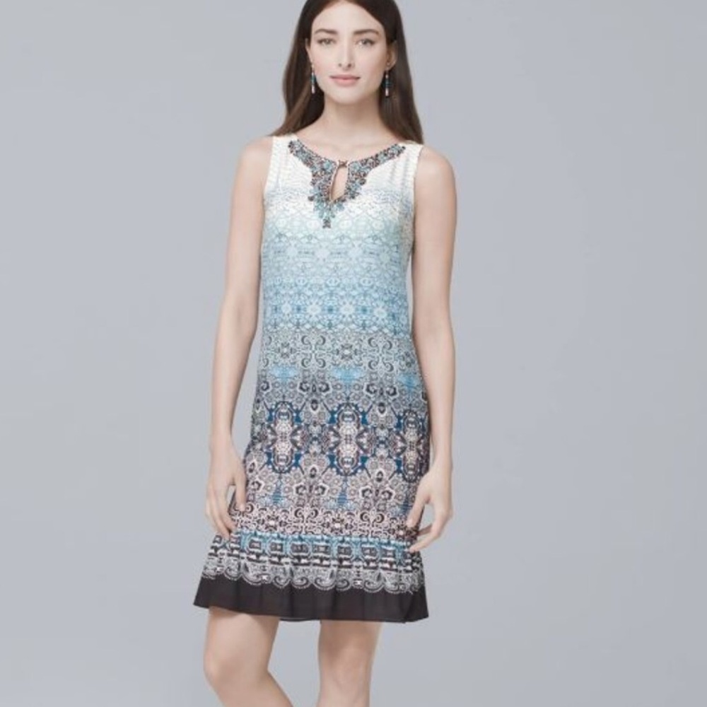 White House Black Market Blue Ombré Dress Sz L